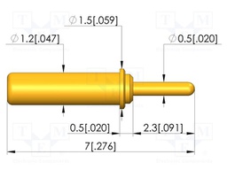 Test needle; Spring compression: 1mm; 1.3mm; 2A; CuBe; gold-plated