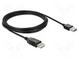 Cable; USB 2.0; USB A socket,USB A plug double sided; 3m; black