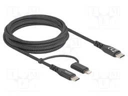 Cable; USB 2.0; Apple Lightning plug,USB C plug; 2m; black; metal