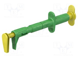 Clip-on probe; crocodile; 5A; 1kVDC; yellow-green; 4mm