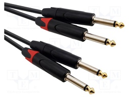 Cable; Jack 6,3mm plug x2,both sides; 6m; black; PVC