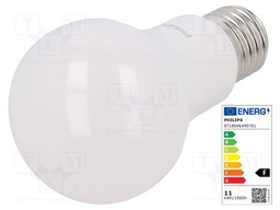 LED lamp; warm white; E27; 230VAC; 1055lm; 11W; 200°; 2700K