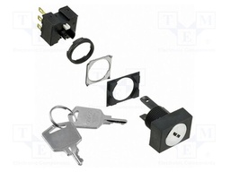 Switch: rotary with key; 16mm; Stabl.pos: 2; SPDT; black; IP65