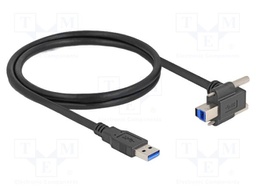 Cable; USB A plug,USB B angled plug; 1m; black; 26AWG,27AWG