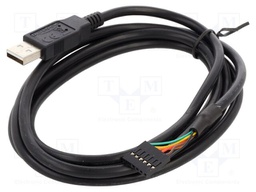 Cable; USB 2.0; USB A plug,6pin pin header; 1.8m; 26AWG; black