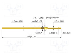 Test needle; Spring compression: 4mm; 5mm; 3A; CuBe; gold-plated