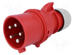 Connector: AC supply 3-phase; plug; male; 32A; 400VAC; IEC 60309