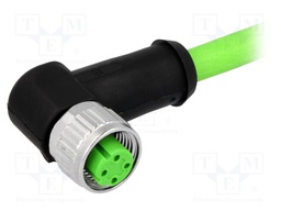 Plug; M12; PIN: 4; female; D code-Ethernet; 2m; Insulation: TPU