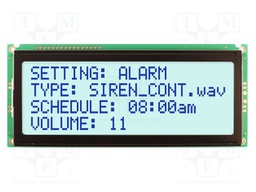 Display: LCD; STN Positive; 20x4; grey; 146x62.5mm; LED; 1x16; 5V