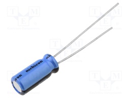 Capacitor: electrolytic; THT; 22uF; 25VDC; Ø5x11mm; Pitch: 2mm; ±20%