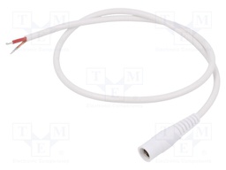 Cable; wires,DC 5,5/2,5 socket; straight; 1mm2; white; 0.5m
