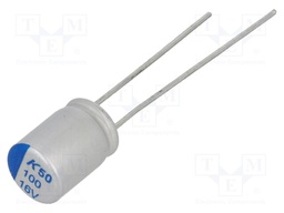 Capacitor: polymer; 100uF; 16VDC; ESR: 18mΩ; A750; THT; ±20%; 2000h