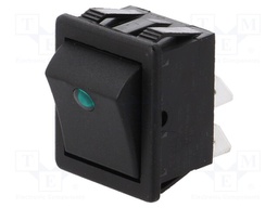 ROCKER; DPST; Pos: 2; OFF-ON; 16A/250VAC; black; Body: black