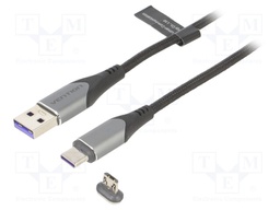 Cable; magnetic,USB 2.0; 0.5m; black; Core: Cu,tinned; 480Mbps