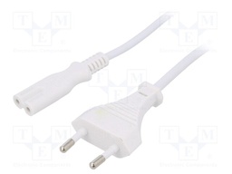 Cable; CEE 7/16 (C) plug,IEC C7 female; 1.2m; Sockets: 1; white
