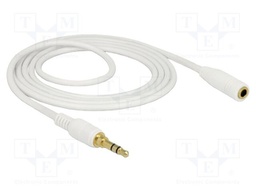 Cable; Jack 3.5mm 3pin socket,Jack 3.5mm 3pin plug; 2m; white