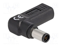 Adapter; USB C socket,DC 7,4/5,0 plug; black; angular; 3A