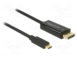 Cable; DisplayPort plug,USB C plug; DisplayPort 1.2; 2m; black