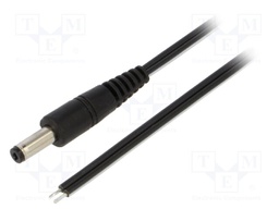 Cable; wires,DC 4,8/1,7 plug; straight; 0.5mm2; black; 0.5m