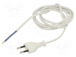 Cable; CEE 7/16 (C) plug,wires; PVC; 1.9m; white; 2x0,75mm2; 2.5A