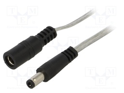 Cable; DC 5,5/2,5 plug,DC 5,5/2,5 socket; straight; 0.5mm2; 1m