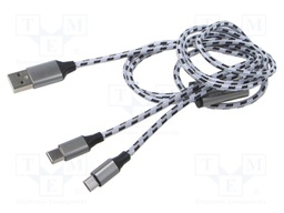 Cable; High Speed,USB 2.0; nickel plated; 1.2m; white; textile
