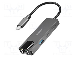 Hub USB; RJ45 socket,USB A socket,USB C socket x2,USB C plug