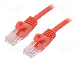 Patch cord; U/UTP; 6; stranded; CCA; PVC; red; Len: 1m; 26AWG