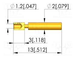 Test plug; L: 13mm; test needles; Dim: Ø1.2x13mm; plug