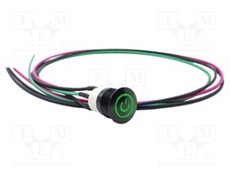 Switch: vandal resistant; SPST-NO; 2A/36VDC; IP67; OFF-(ON); green
