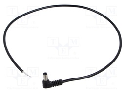 Cable; wires,DC 5,5/2,1 plug; angled; 0.5mm2; black; 0.5m