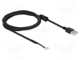 Cable; USB 2.0; USB A plug,4pin pin header; 1.5m; 28AWG; black
