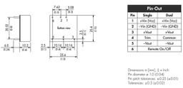 Converter: DC/DC; 20W; Uin: 9÷36V; 3.3VDC; Iout: 4500mA; 1"x1"; 15g
