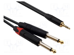 Cable; Jack 3.5mm plug,Jack 6,3mm plug x2; 4m; black; PVC