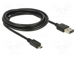 Cable; USB 2.0; gold-plated; 3m; black; 24AWG,28AWG; 480Mbps