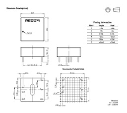 Converter: DC/DC; 30W; Uin: 36÷75V; Uout: 24VDC; Iout: 1.25A; 1"x1"