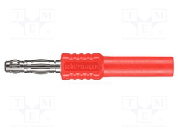 Plug; 4mm banana; 16A; 60VDC; red; 66.9mm; Plating: nickel plated