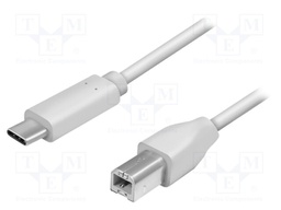 Cable; USB 2.0; USB B plug,USB C plug; 1m; grey