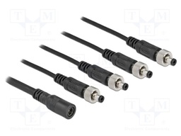 Cable; DC 5,5/2,1 plug x4,DC 5,5/2,1 socket; straight; black