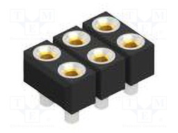 Socket; pin strips; female; PIN: 6; straight; 2.54mm; SMT; 2x3; 60V