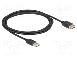 Cable; USB 2.0; gold-plated; 2m; black; 24AWG,28AWG; 480Mbps
