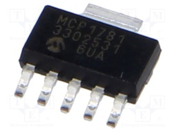 IC: voltage regulator; LDO,linear,fixed; 3.3V; 0.2A; SOT223-5; SMD