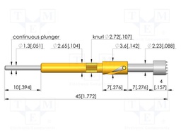 Test needle; Spring compression: 4mm; 5mm; 5A; steel; Ø: 4mm; 1.5N