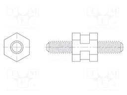 Spacer sleeve; hexagonal; polyamide 66; M3; L: 25mm; Colour: black