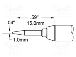 Tip; conical,elongated; 1mm; 366°C; for soldering station