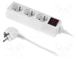 Mains; Schuko; Sockets: 3; CEE 7/5 (E) socket,CEE 7/7 (E/F) plug