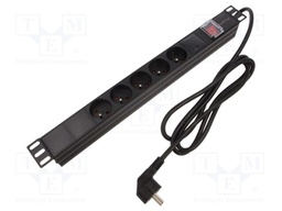 Plug socket strip: protective; Sockets: 5; 230VAC; 16A; black; 2m