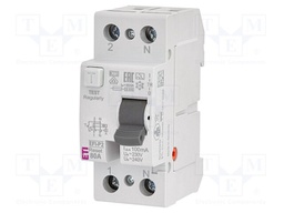 RCD breaker; Inom: 80A; Ires: 100mA; Poles: 2; 230V,240V; IP20; EFI
