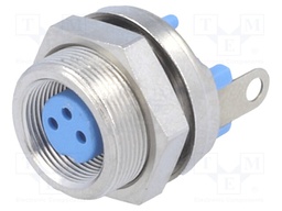 Connector: circular; socket; female; PIN: 3; gold-plated; 3A; IP65
