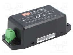 Power supply: switched-mode; modular; 30W; 12VDC; 91x39.5x28.5mm
